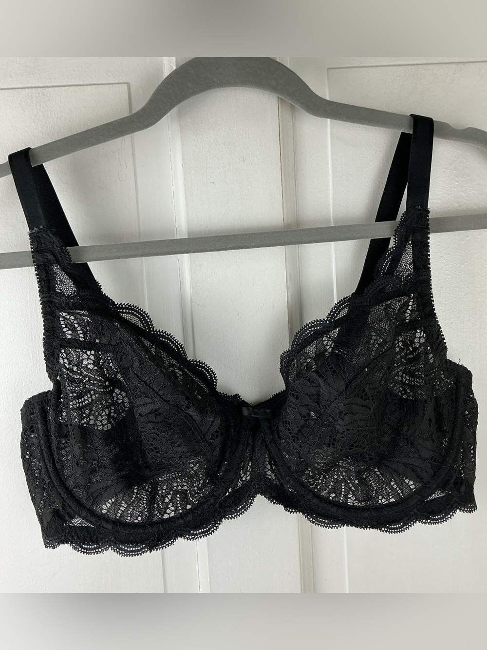 Felina Peridot Unlined Lace Bra in Black Sz 36D